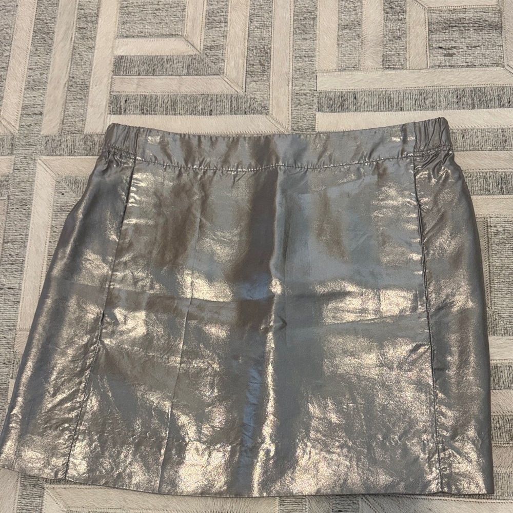 J Crew Silver Mini Skirt with Elastic Waist